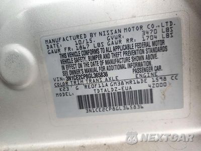 Zdjęcie 13 z 13 samochodu: 2016 NISSAN VERSA VIN:3N1CE2CP8GL365836 - miniatura