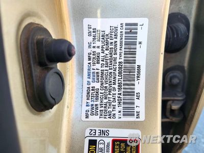 Zdjęcie 12 z 12 samochodu: 2007 HONDA CIVIC EX VIN:1HGFA16867L080828 - miniatura