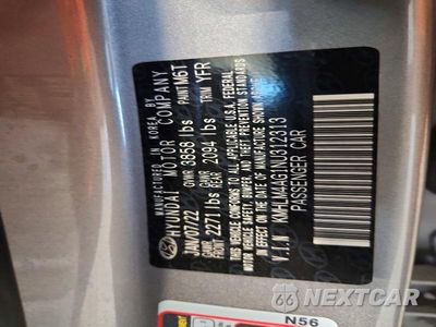 Zdjęcie 12 z 12 samochodu: 2022 HYUNDAI ELANTRA SEL VIN:KMHLM4AG1NU312313 - miniatura