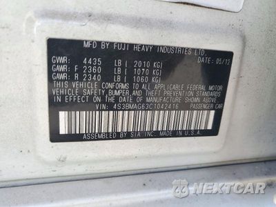 Zdjęcie 12 z 12 samochodu: 2012 SUBARU LEGACY 2.5I PREMIUM VIN:4S3BMAG63C1042416 - miniatura