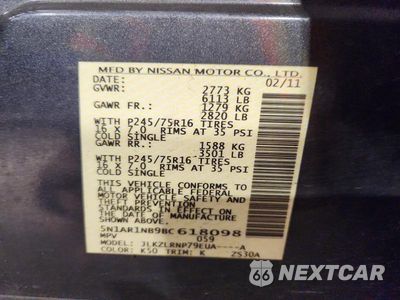 Zdjęcie 13 z 13 samochodu: 2011 NISSAN PATHFINDER S VIN:5N1AR1NB9BC618098 - miniatura