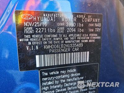 Zdjęcie 12 z 12 samochodu: 2017 HYUNDAI ELANTRA SPORT VIN:KMHD04LB2HU335489 - miniatura