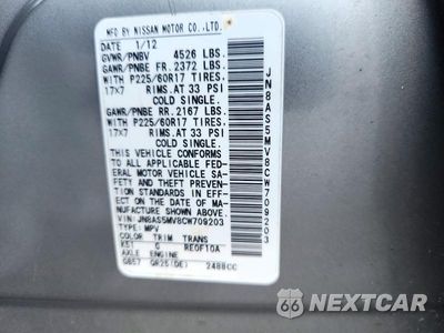 Zdjęcie 13 z 13 samochodu: 2012 NISSAN ROGUE S VIN:JN8AS5MV8CW709203 - miniatura