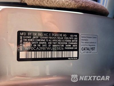 Zdjęcie 12 z 12 samochodu: 1998 PORSCHE BOXSTER VIN:WP0CA2987WU623826 - miniatura