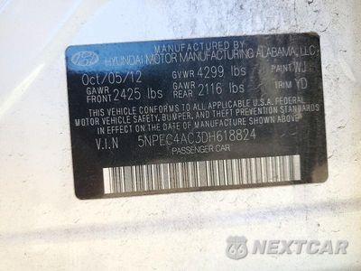 Zdjęcie 12 z 12 samochodu: 2013 HYUNDAI SONATA LIMITED VIN:5NPEC4AC3DH618824 - miniatura