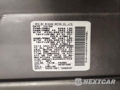 Zdjęcie 12 z 12 samochodu: 2009 NISSAN MURANO S VIN:JN8AZ18U09W031626 - miniatura