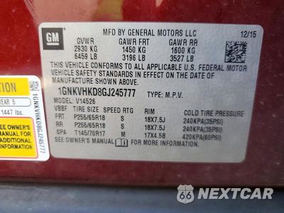 Zdjęcie 13 z 13 samochodu: 2016 CHEVROLET TRAVERSE LT VIN:1GNKVHKD8GJ245777 - miniatura