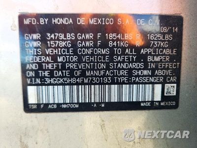 Zdjęcie 12 z 12 samochodu: 2015 HONDA FIT EX VIN:3HGGK5H84FM730193 - miniatura