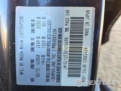Zdjęcie 12 z 12 samochodu: 2016 MAZDA 6 SPORT VIN:JM1GJ1U53G1416698 - miniatura