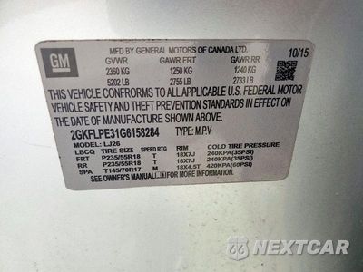 Zdjęcie 13 z 13 samochodu: 2016 GMC TERRAIN SLT VIN:2GKFLPE31G6158284 - miniatura