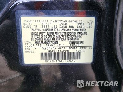 Zdjęcie 12 z 12 samochodu: 2012 NISSAN SENTRA 2.0 VIN:3N1AB6AP6CL712696 - miniatura