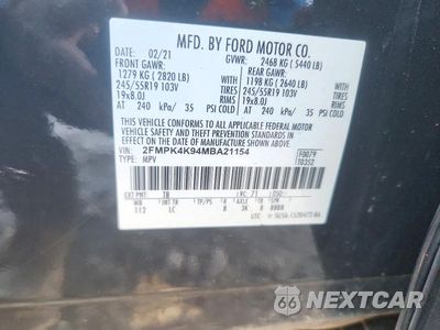 Zdjęcie 14 z 14 samochodu: 2021 FORD EDGE TITANIUM VIN:2FMPK4K94MBA21154 - miniatura