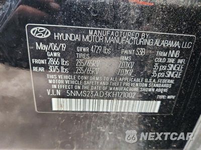Zdjęcie 14 z 14 samochodu: 2019 HYUNDAI SANTA FE SE VIN:5NMS23AD3KH121002 - miniatura