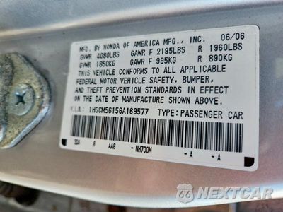 Zdjęcie 13 z 13 samochodu: 2006 HONDA ACCORD VALUE VIN:1HGCM56156A169577 - miniatura