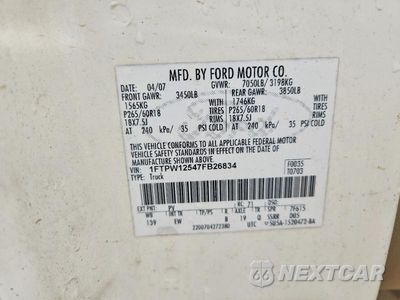 Zdjęcie 12 z 12 samochodu: 2007 FORD F150 SUPERCREW VIN:1FTPW12547FB26834 - miniatura