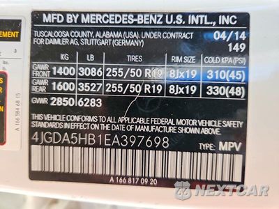 Zdjęcie 13 z 13 samochodu: 2014 MERCEDES-BENZ ML 350 4MATIC VIN:4JGDA5HB1EA397698 - miniatura