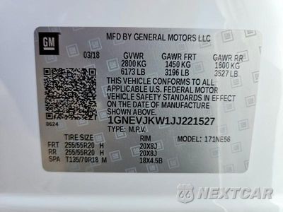 Zdjęcie 13 z 13 samochodu: 2018 CHEVROLET TRAVERSE PREMIER VIN:1GNEVJKW1JJ221527 - miniatura