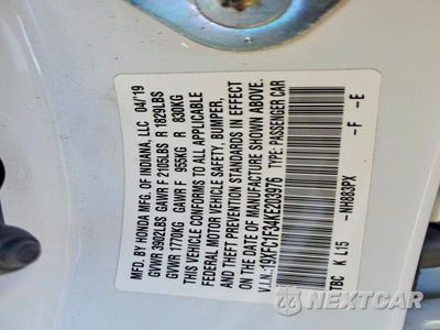 Zdjęcie 12 z 12 samochodu: 2019 HONDA CIVIC EX VIN:19XFC1F34KE203976 - miniatura