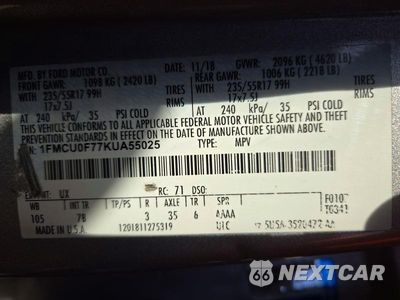 Zdjęcie 13 z 13 samochodu: 2019 FORD ESCAPE S VIN:1FMCU0F77KUA55025 - miniatura