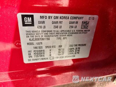 Zdjęcie 13 z 13 samochodu: 2014 BUICK ENCORE CONVENIENCE VIN:KL4CJBSB7EB617356 - miniatura