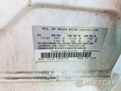 Zdjęcie 12 z 12 samochodu: 2008 MAZDA 3 S VIN:JM1BK323881855773 - miniatura