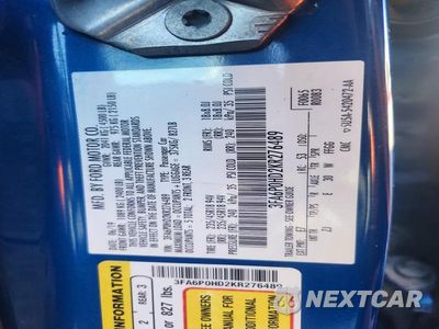 Zdjęcie 12 z 12 samochodu: 2019 FORD FUSION SE VIN:3FA6P0HD2KR276489 - miniatura