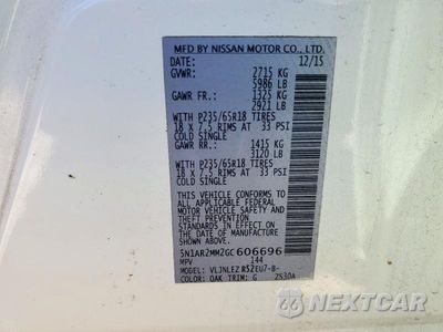 Zdjęcie 13 z 13 samochodu: 2016 NISSAN PATHFINDER SV VIN:5N1AR2MM2GC606696 - miniatura