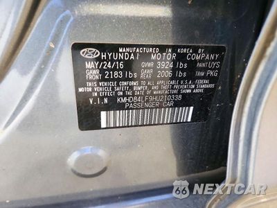 Zdjęcie 12 z 12 samochodu: 2017 HYUNDAI ELANTRA LIMITED VIN:KMHD84LF9HU210338 - miniatura