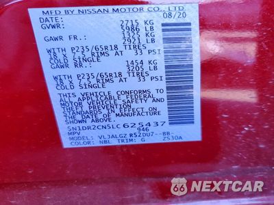 Zdjęcie 13 z 13 samochodu: 2020 NISSAN PATHFINDER SL VIN:5N1DR2CN5LC625437 - miniatura