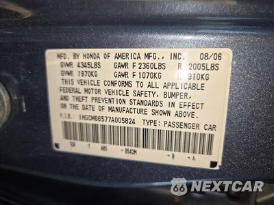 Zdjęcie 12 z 12 samochodu: 2007 HONDA ACCORD EX VIN:1HGCM66577A005824 - miniatura