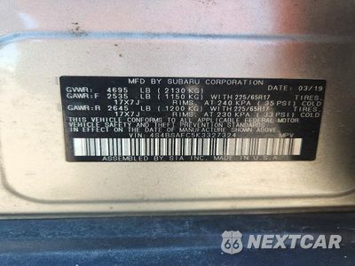 Zdjęcie 12 z 12 samochodu: 2019 SUBARU OUTBACK 2.5I PREMIUM VIN:4S4BSAFC5K3327324 - miniatura