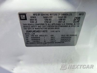 Zdjęcie 13 z 13 samochodu: 2014 CHEVROLET EQUINOX LTZ VIN:2GNFLHE34E6114978 - miniatura