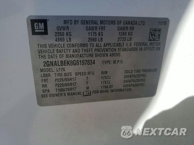 Zdjęcie 12 z 12 samochodu: 2016 CHEVROLET EQUINOX LS VIN:2GNALBEK8G6197834 - miniatura