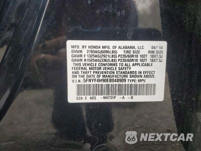 Zdjęcie 14 z 14 samochodu: 2014 HONDA PILOT TOURING VIN:5FNYF4H90EB048909 - miniatura