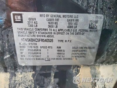 Zdjęcie 13 z 13 samochodu: 2015 CHEVROLET TAHOE K1500 LT VIN:1GNSKBKC5FR540526 - miniatura