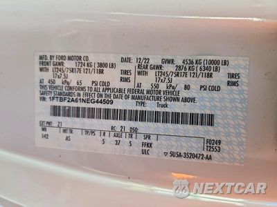 Zdjęcie 12 z 12 samochodu: 2022 FORD F250 SUPER DUTY VIN:1FTBF2A61NEG44509 - miniatura