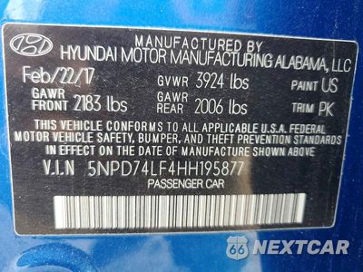 Zdjęcie 12 z 12 samochodu: 2017 HYUNDAI ELANTRA SE VIN:5NPD74LF4HH195877 - miniatura