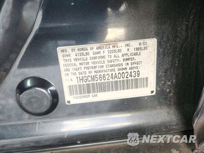 Zdjęcie 12 z 12 samochodu: 2004 HONDA ACCORD EX VIN:1HGCM56624A002439 - miniatura