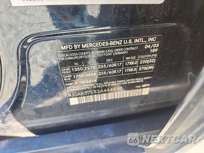 Zdjęcie 13 z 13 samochodu: 2003 MERCEDES-BENZ ML 350 VIN:4JGAB57E93A444890 - miniatura