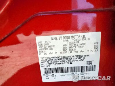 Zdjęcie 13 z 13 samochodu: 2015 FORD EDGE TITANIUM VIN:2FMTK4K96FBB28742 - miniatura