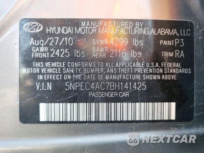 Zdjęcie 12 z 12 samochodu: 2011 HYUNDAI SONATA VIN:5NPEC4AC7BH141425 - miniatura