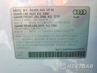 Zdjęcie 13 z 13 samochodu: 2017 AUDI Q5 PREMIUM PLUS VIN:WA1L2AFP8HA029974 - miniatura