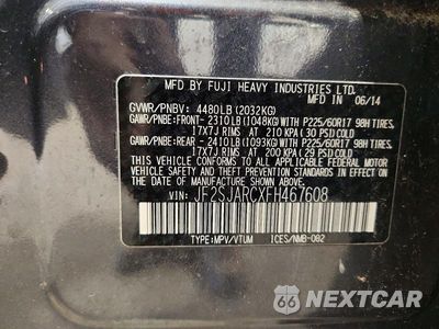 Zdjęcie 13 z 13 samochodu: 2015 SUBARU FORESTER 2.5I LIMITED VIN:JF2SJARCXFH467608 - miniatura
