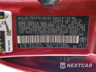 Zdjęcie 12 z 12 samochodu: 2015 TOYOTA COROLLA LE VIN:2T1BURHE0FC242660 - miniatura