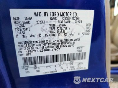 Zdjęcie 12 z 12 samochodu: 2006 FORD ESCAPE XLS VIN:1FMYU02Z46KB57607 - miniatura
