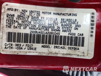 Zdjęcie 12 z 12 samochodu: 2010 TOYOTA COROLLA S VIN:1NXBU4EE1AZ281045 - miniatura