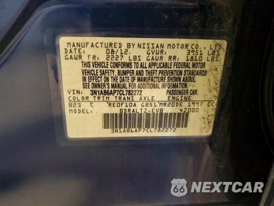 Zdjęcie 12 z 12 samochodu: 2012 NISSAN SENTRA 2.0 VIN:3N1AB6AP7CL782272 - miniatura