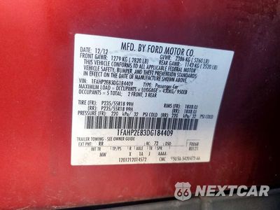 Zdjęcie 12 z 12 samochodu: 2013 FORD TAURUS SEL VIN:1FAHP2E83DG184409 - miniatura