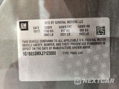 Zdjęcie 12 z 12 samochodu: 2018 CHEVROLET CRUZE LT VIN:1G1BE5SMXJ7123880 - miniatura