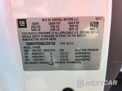Zdjęcie 13 z 13 samochodu: 2011 CHEVROLET TRAVERSE LS VIN:1GNKVFED6BJ330139 - miniatura